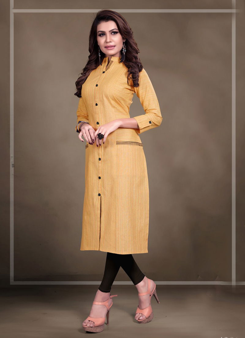 Rung Cotton Linen Straight Casual Office Wear Kurti Collection 1001-1008